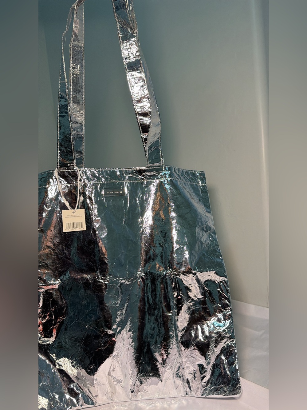 New Tory Burch Metallic Silver Tote Bag - Fashionable Women’s Carryall